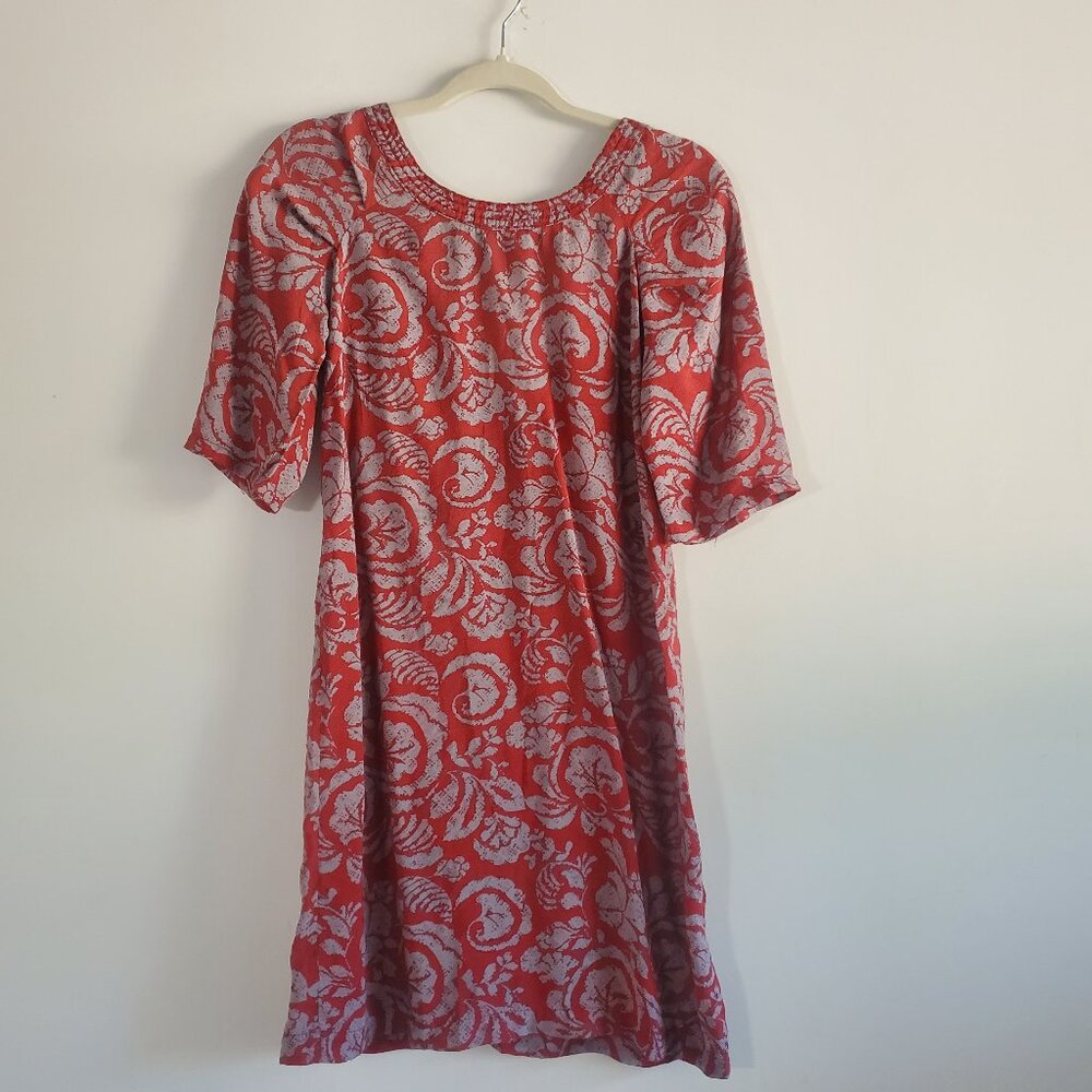 Tulle Mini Floral Dress Small Red Romantic Casual Contemporary Cottagecore